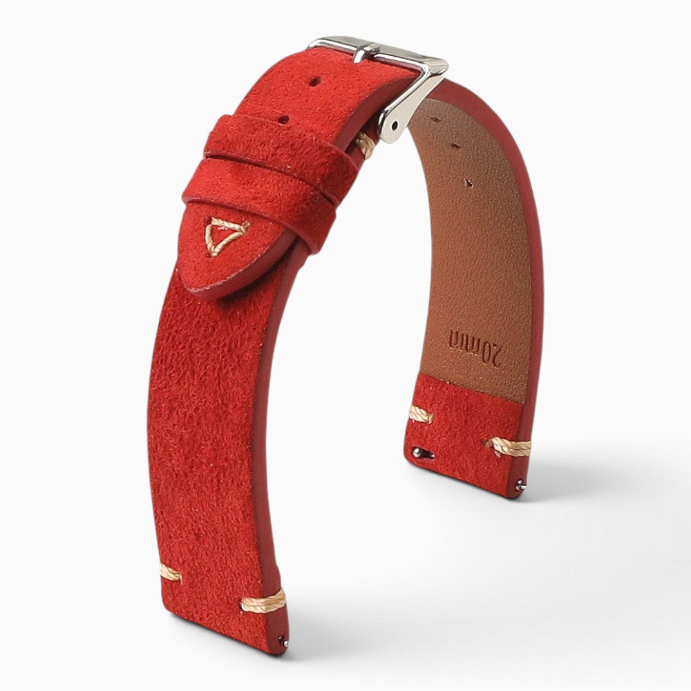 bracelet montre cuir suédé rouge