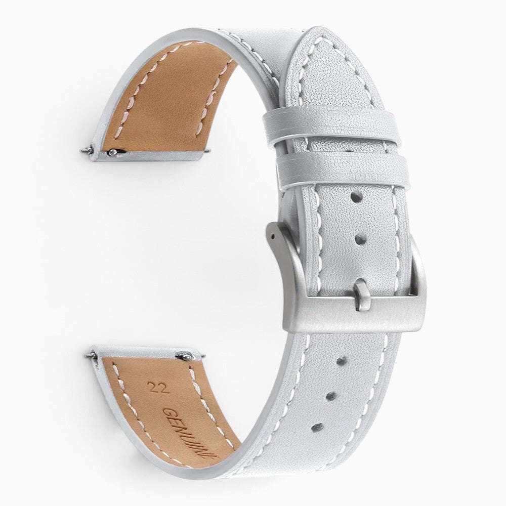 Bracelet montre cuir surpiqué blanc