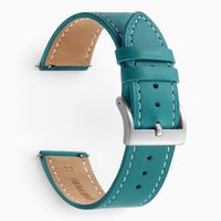 Bracelet montre cuir surpiqué bleu canard