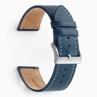 Bracelet montre cuir surpiqué bleu marine