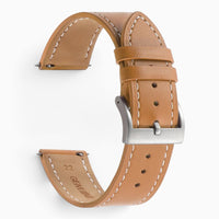 Bracelet montre cuir surpiqué marron clair