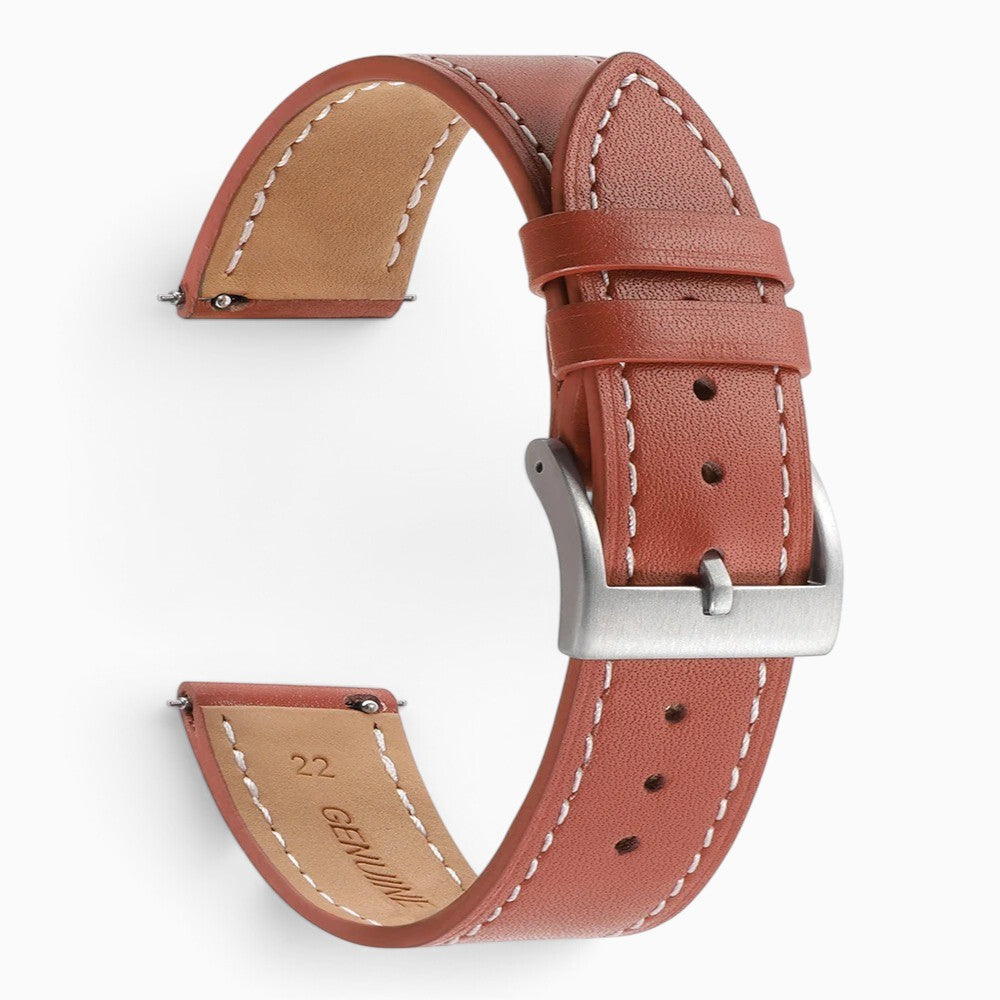Bracelet montre cuir surpiqué marron