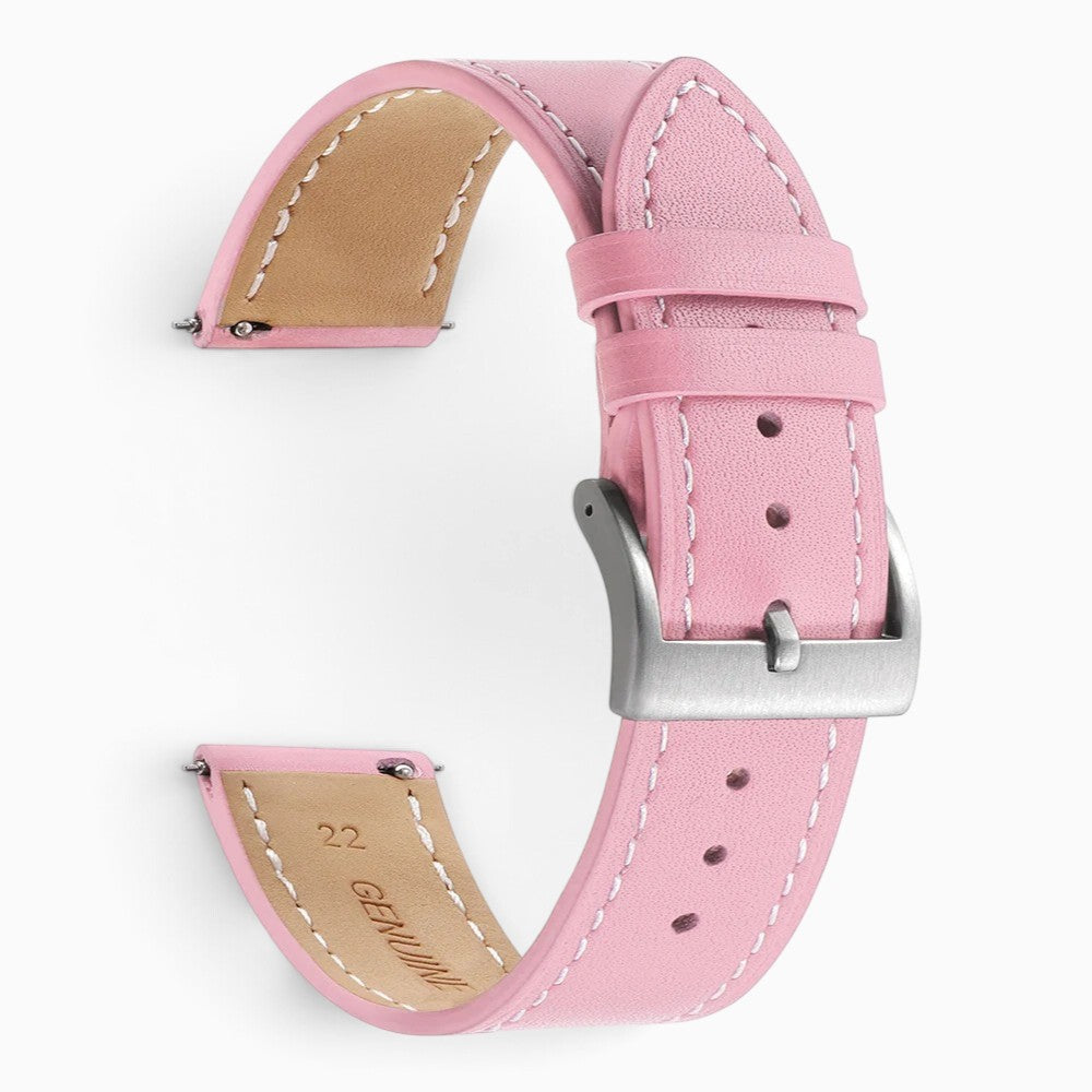 Bracelet montre cuir surpiqué rose