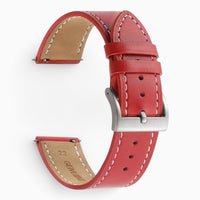 Bracelet montre cuir surpiqué rouge