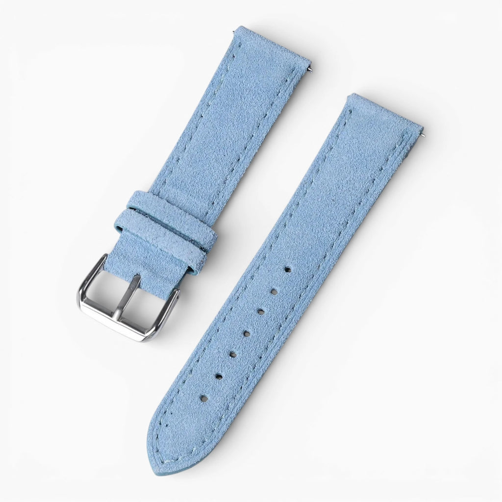bracelet montre daim bleu ciel