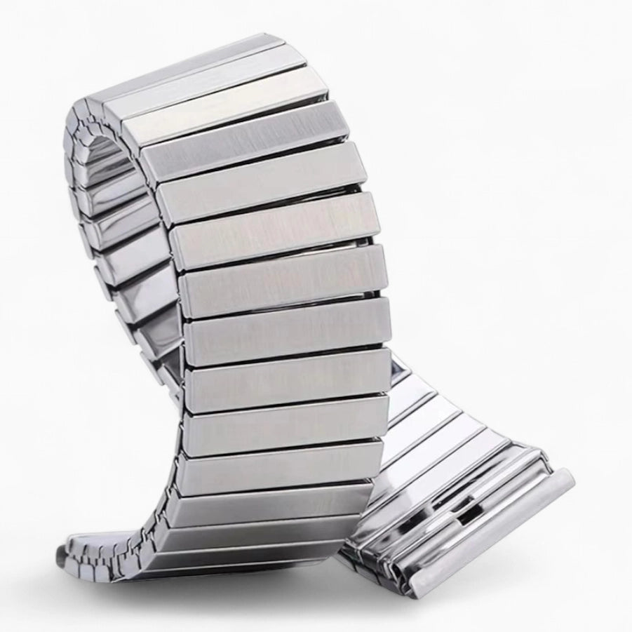 bracelet montre élastique métal extensible argent