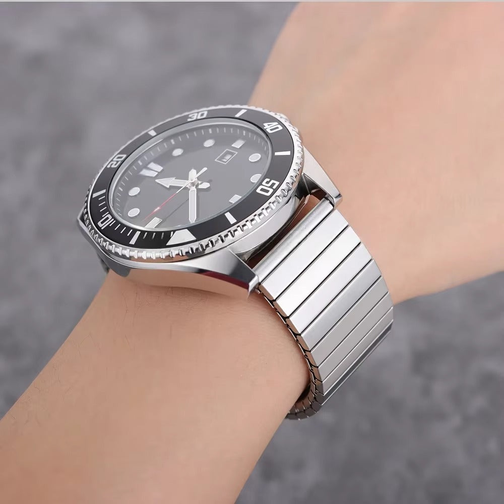 bracelet montre élastique métal extensible argent