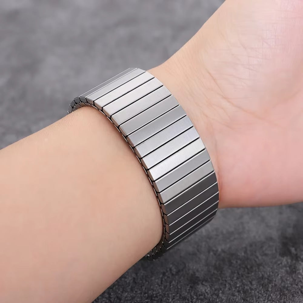 bracelet montre élastique métal extensible argent