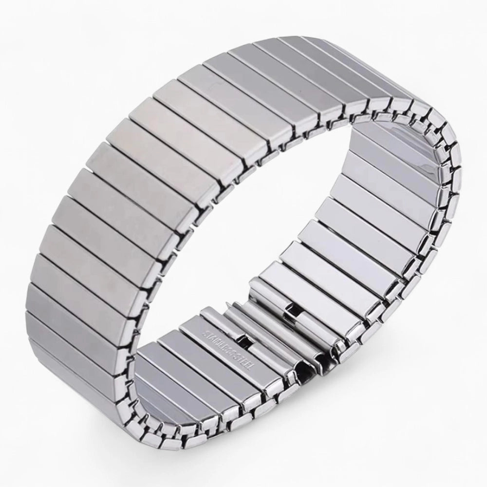 bracelet montre élastique métal extensible argent