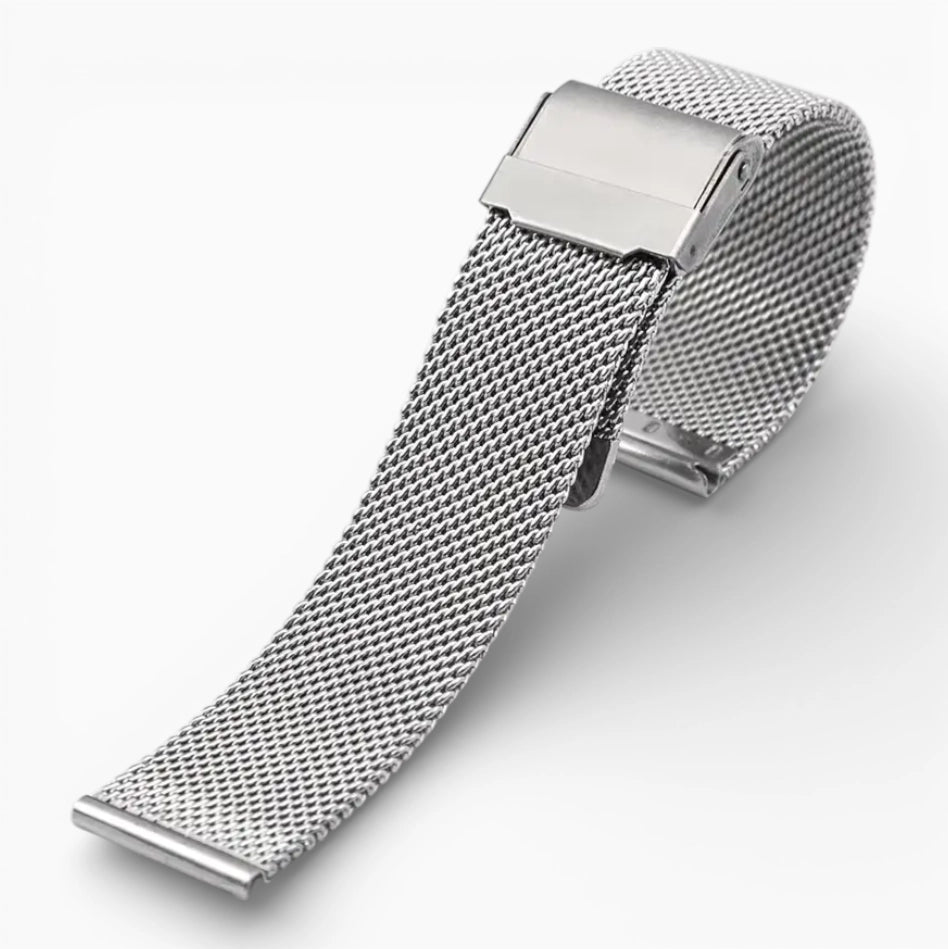 bracelet montre maille milanaise argent