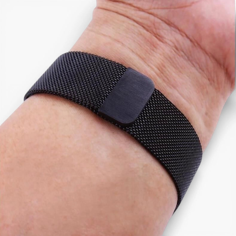 bracelet montre maille milanaise magnétique noir