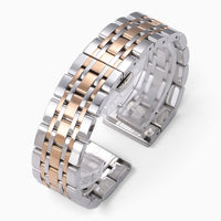 Bracelet montre métal bicolore argent et or rose