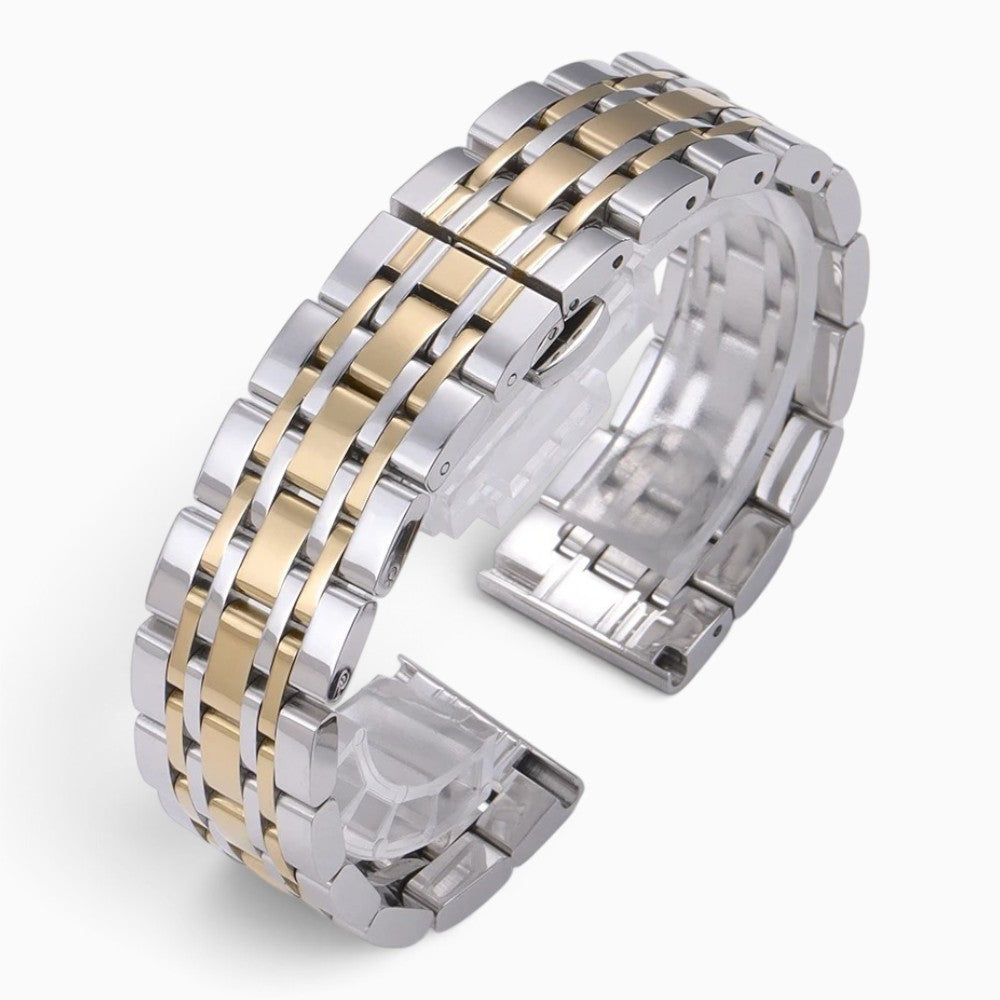 Bracelet montre métal bicolore argent et or