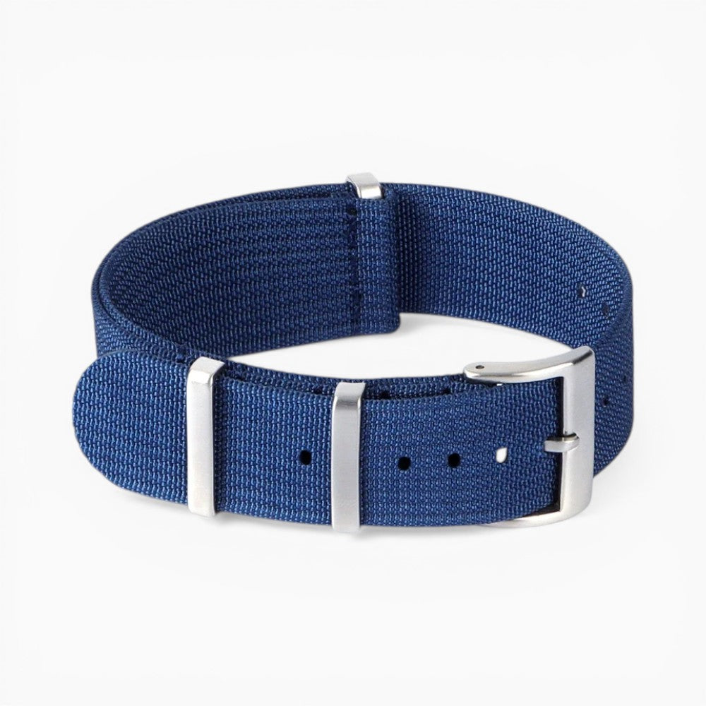 bracelet montre nato nylon tissé bleu marine