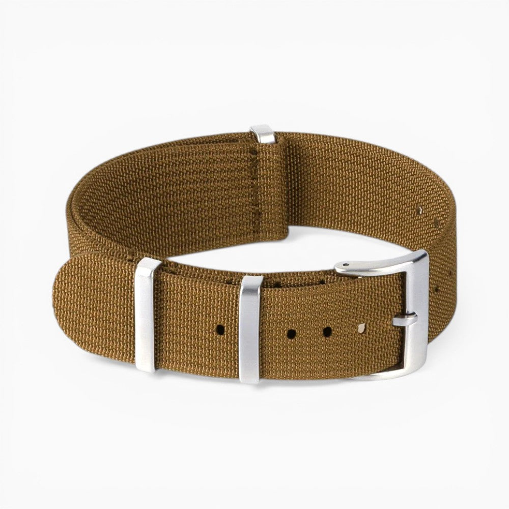 bracelet montre nato nylon tissé marron