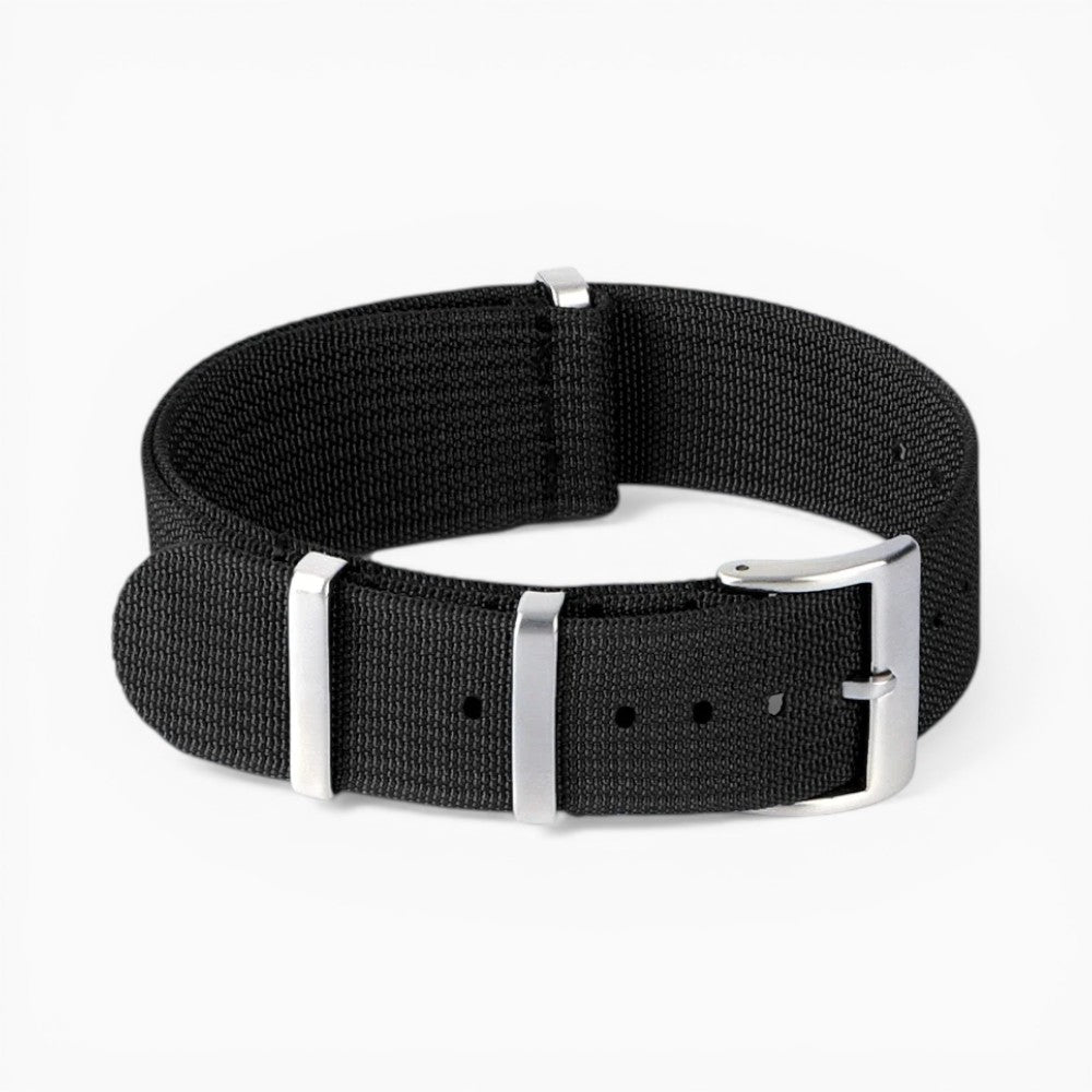 bracelet montre nato nylon tissé noir