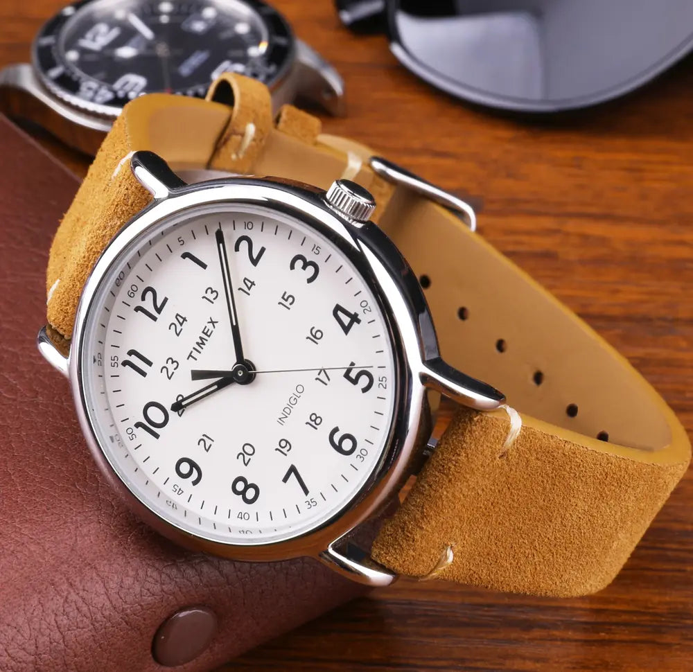 photo bracelet montre nubuck marron clair