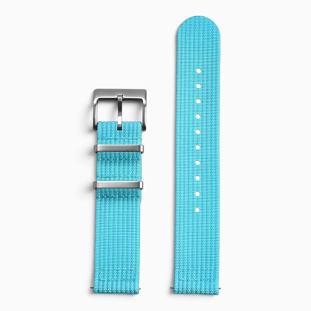 Bracelet montre nylon 2 pièces bleu ciel