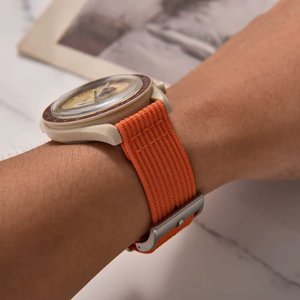 Bracelet montre nylon 2 pièces orange