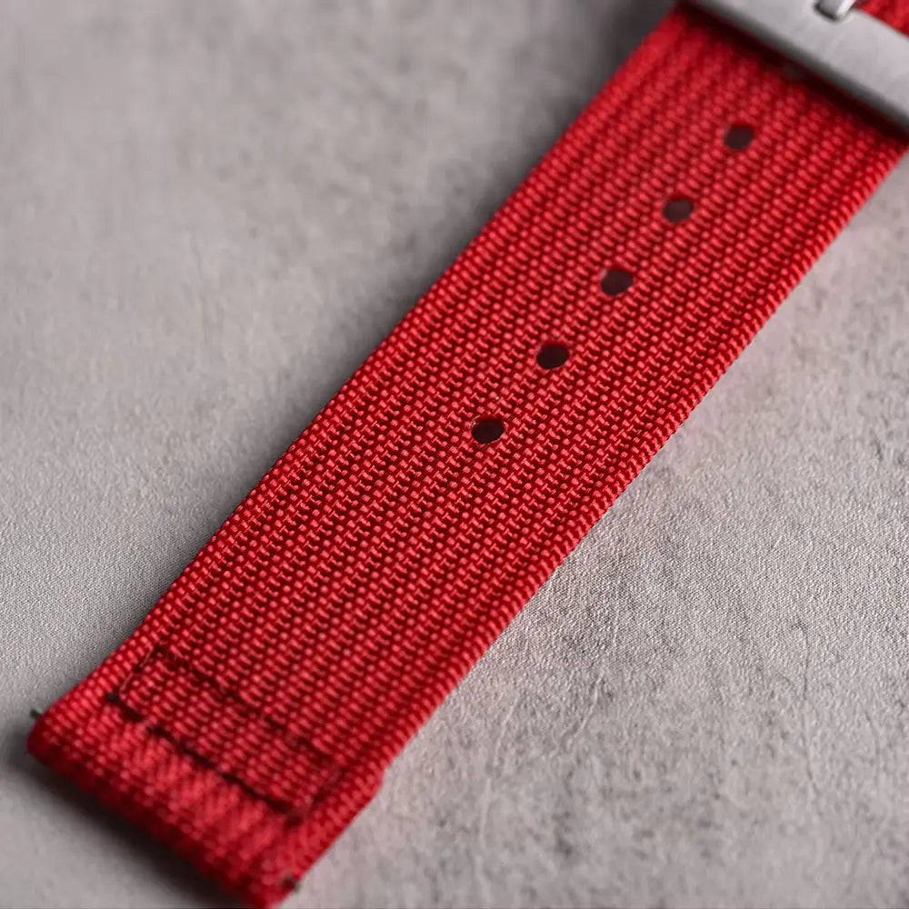 Bracelet montre nylon 2 pièces rouge