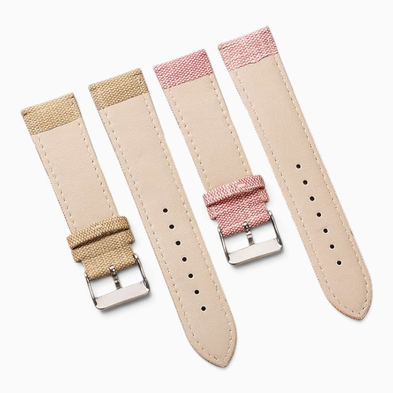bracelet montre nylon effet denim doublure en cuir