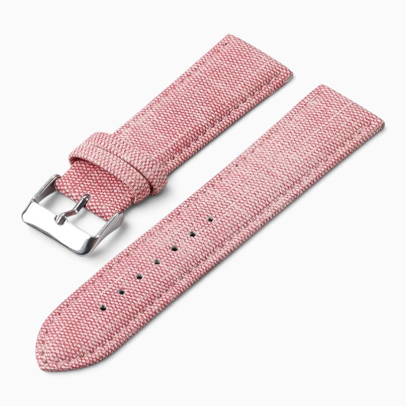 bracelet montre nylon effet denim rose