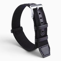 Bracelet montre nylon et cuir noir
