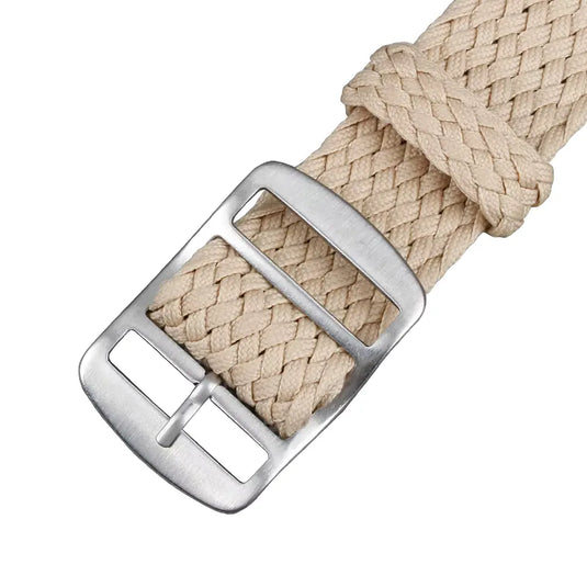 bracelet montre nylon tissu tressé beige