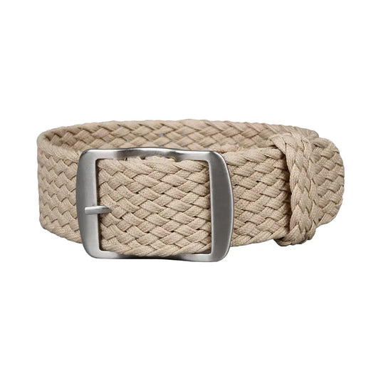 bracelet montre nylon tissu tressé beige