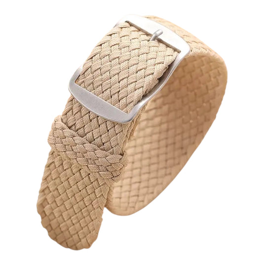 bracelet montre nylon tressé perlon tissu beige