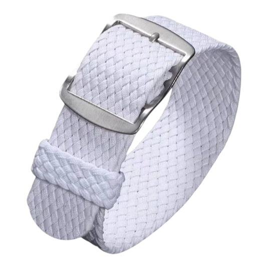 bracelet montre nylon tressé perlon tissu blanc