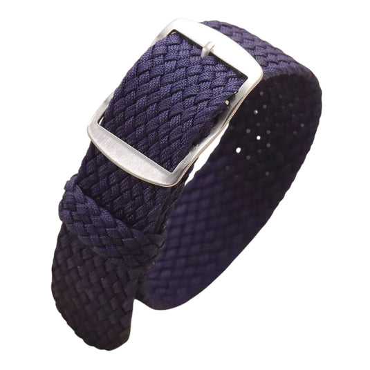 bracelet montre nylon tressé perlon tissu bleu marine