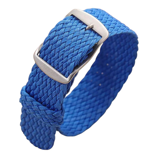 bracelet montre nylon tressé perlon tissu  bleu