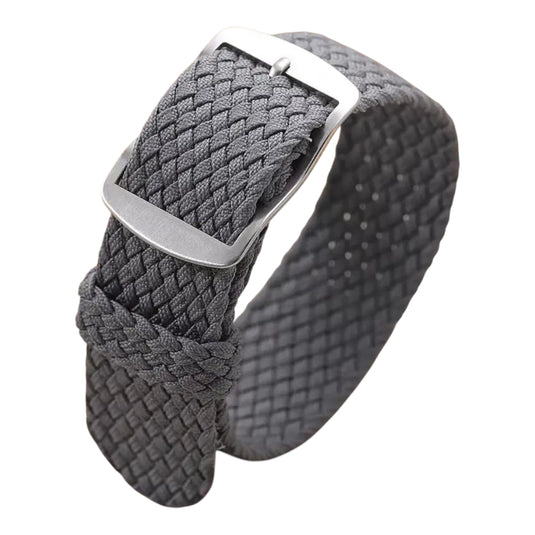 bracelet montre nylon tressé perlon tissu gris