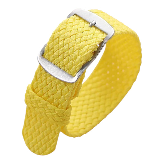 bracelet montre nylon tressé perlon tissu jaune