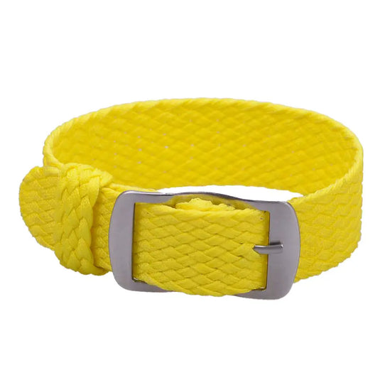 bracelet montre nylon tissu tressé jaune