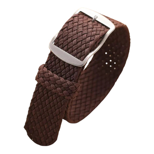 bracelet montre nylon tressé perlon tissu marron