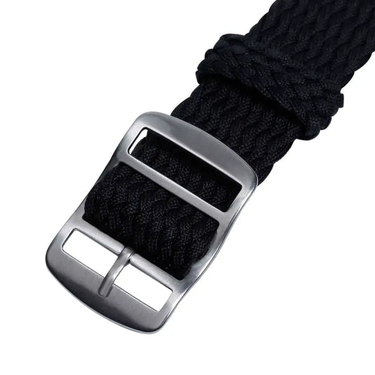 bracelet montre nylon tissu tressé noir