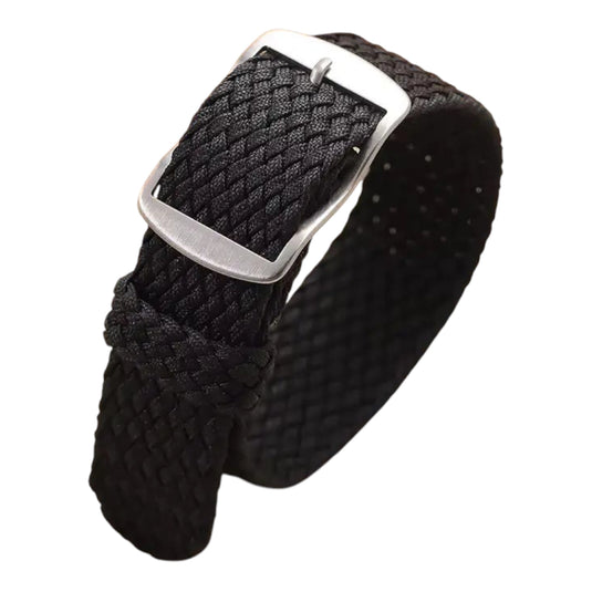 bracelet montre nylon tressé perlon tissu noir