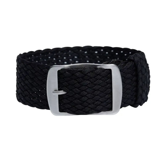 bracelet montre nylon tissu tressé noir