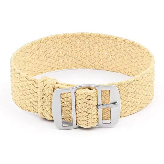 bracelet montre nylon tressé beige tissu perlon