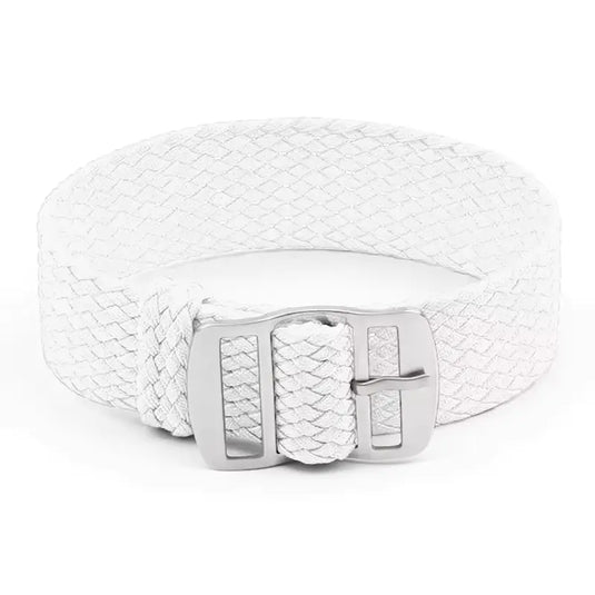 bracelet montre nylon tressé blanc tissu perlon