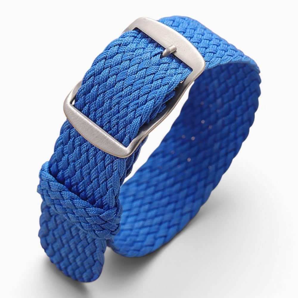 bracelet montre nylon tressé perlon bleu