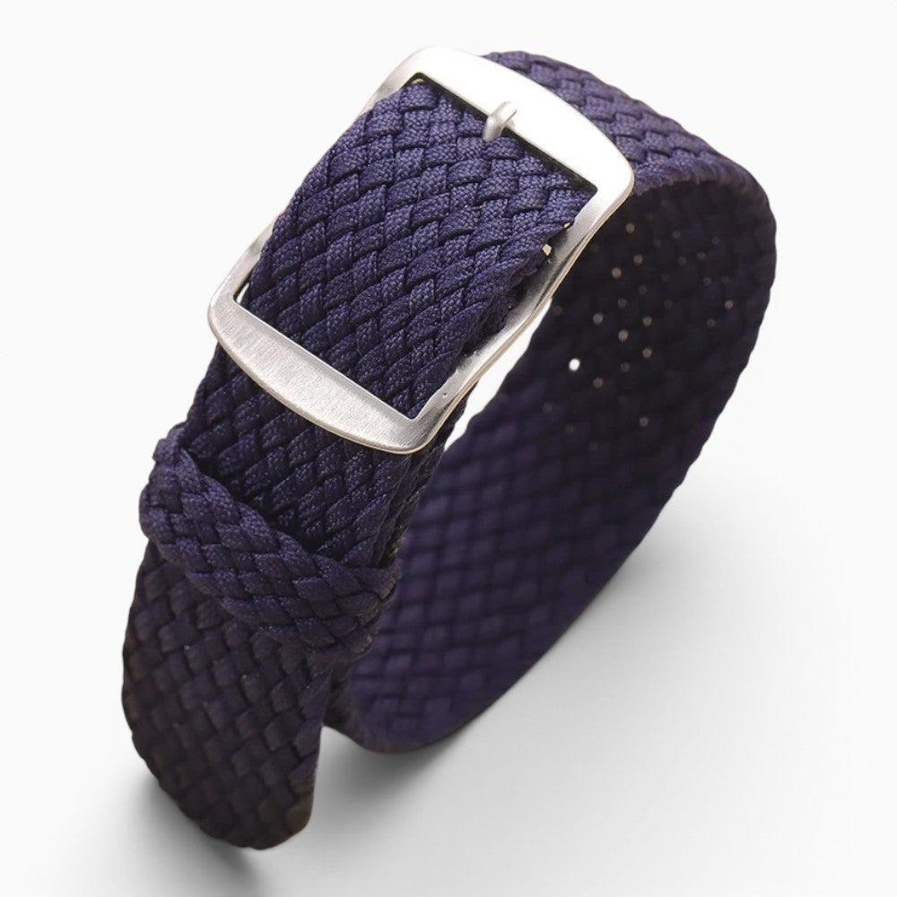bracelet montre nylon tressé tissu perlon bleu marine