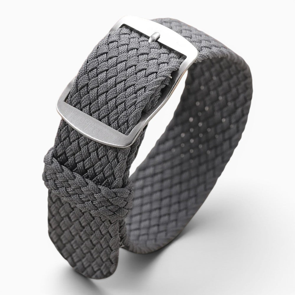bracelet montre nylon tressé tissu perlon gris