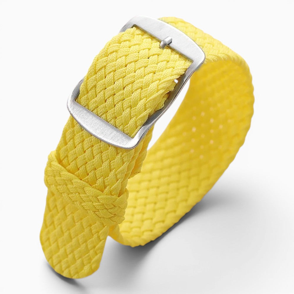 bracelet montre nylon tressé tissu perlon jaune