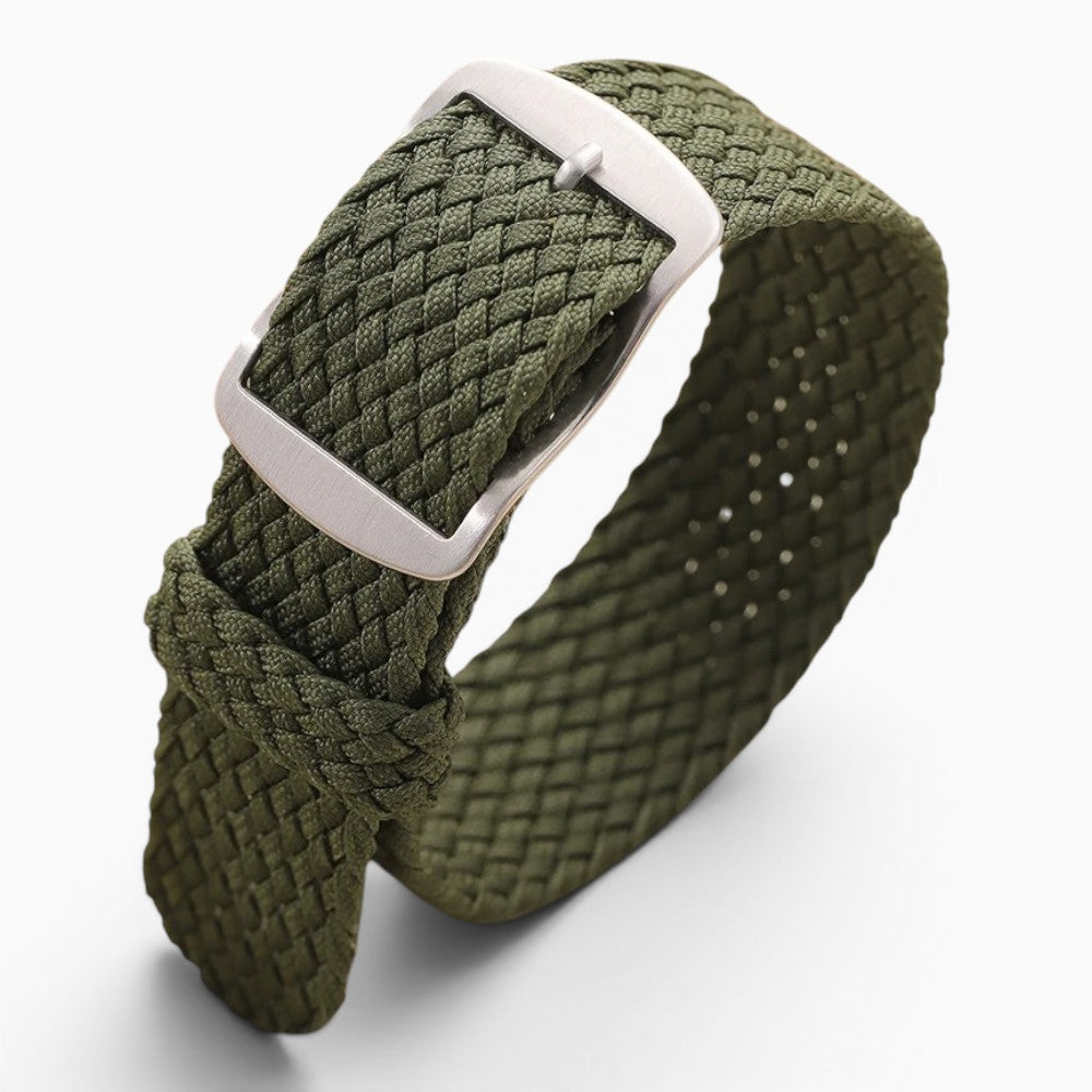 bracelet montre nylon tressé tissu perlon kaki