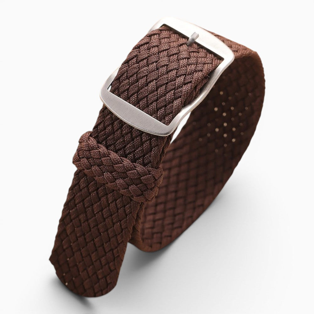 bracelet montre nylon tressé tissu perlon marron