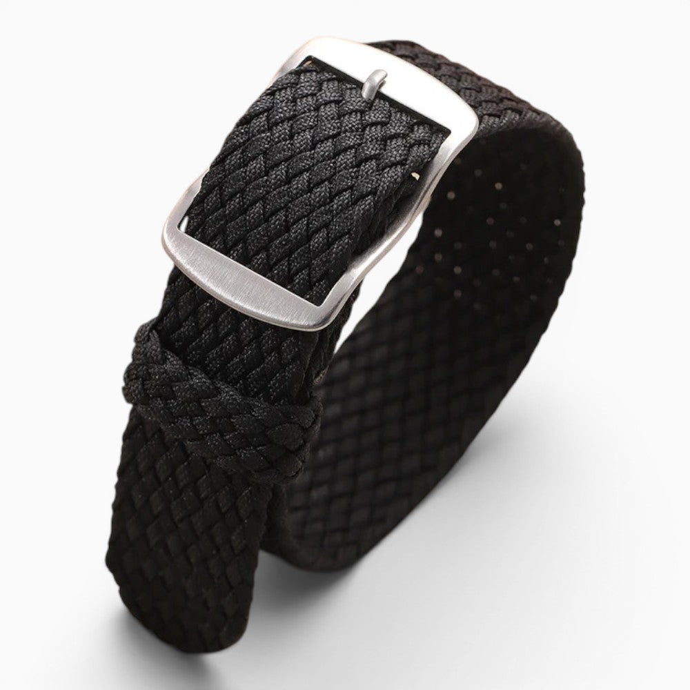 bracelet montre nylon tressé tissu perlon noir