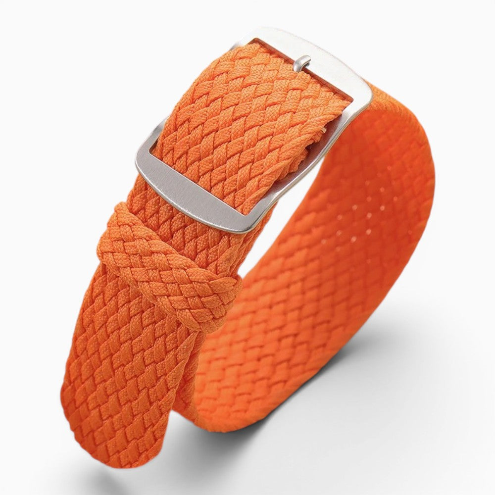 bracelet montre nylon tressé tissu perlon orange